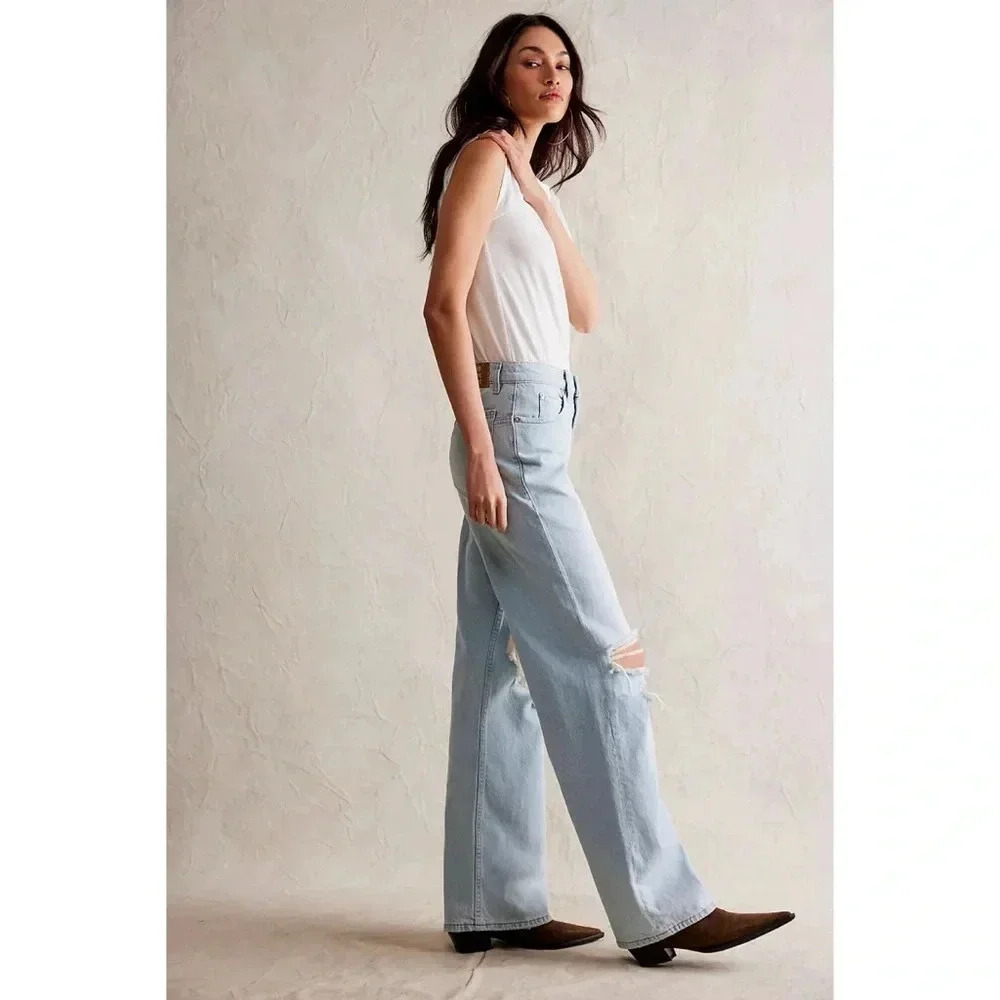 NWT Free People Tinsley Baggy High Rise Jeans Denim Wide Leg We The Free Ripper - Picture 3 of 14
